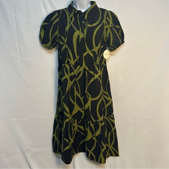 Chenault Print Tiered Midi Dress Size M - Picture 3 of 10